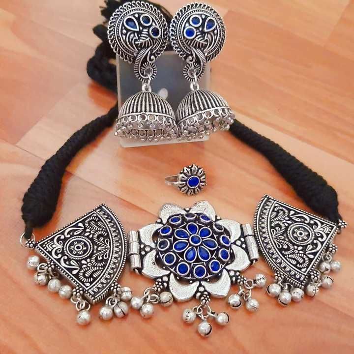 Antique stone chokar with matching jumka & nose pin  uploaded by Zoya jewellery  on 3/31/2021