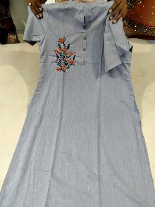 Post image *Khadi Cotton Embroidery*

*Size 44*

*Lengths 44*

*Rate 350*. Shipping extra