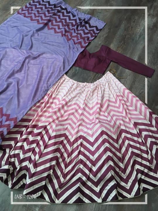 Pink and Purple Satin Silk Printed Lehenga Choli uploaded by business on 3/31/2021