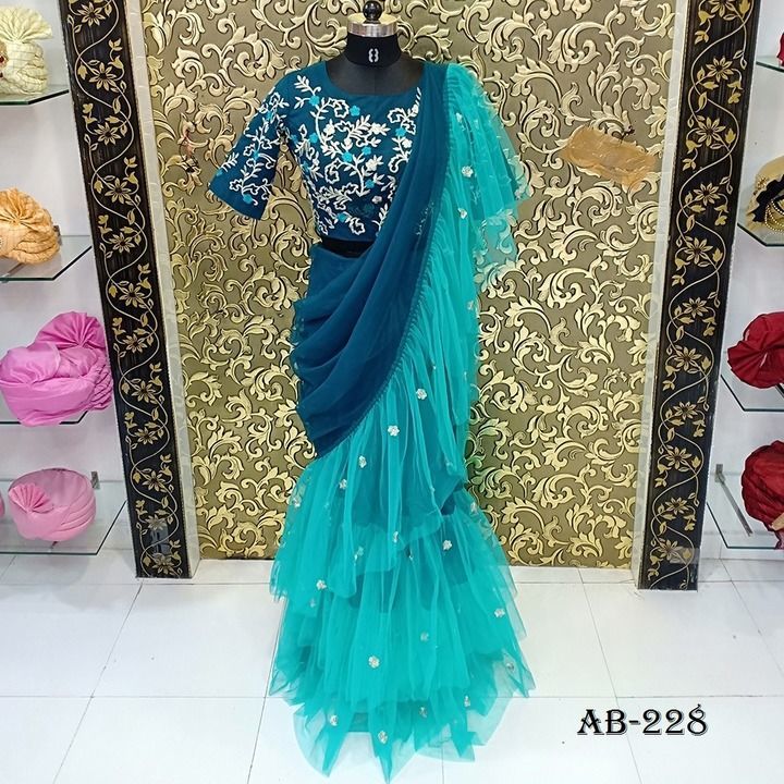 SKU:-AB-228
Sky Blue Ruffle Saree
Saree Fabric:-Net
Saree Colour:-Dark Rama Green
Saree Lenght:-5.25 uploaded by business on 3/31/2021