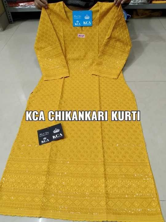 Post image *KCA Chikankari Kurti*

*Pure Cotton Fabric Beautiful Chikan Embroidered Sequins work Kurtis motifs may vary as per availability sizes 38 40 42 44 46 48 Length 43*