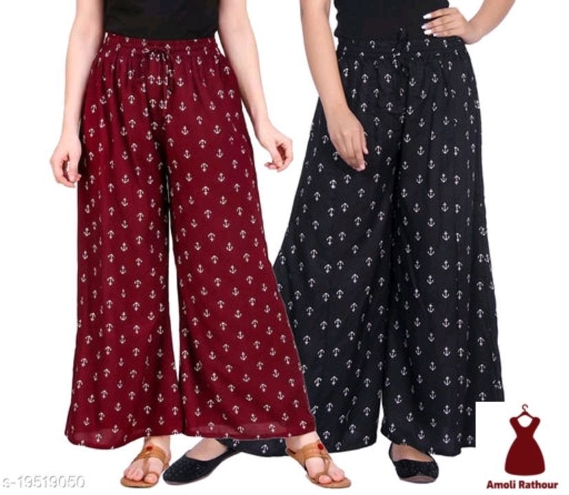 Checkout this hot & latest Palazzos
Elegant Unique Women Palazzos
Fabric: Rayon
Pattern: Printed
M uploaded by business on 4/1/2021