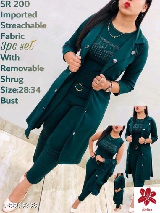 Top bottom nd jacket uploaded by Daksh fashion on 4/1/2021