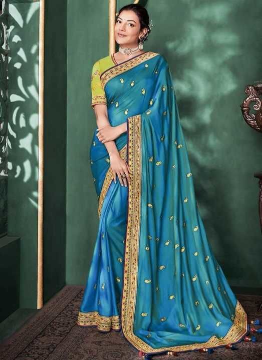 Kajal heavy embroidery work saree with blouse embroidery work uploaded by business on 4/1/2021