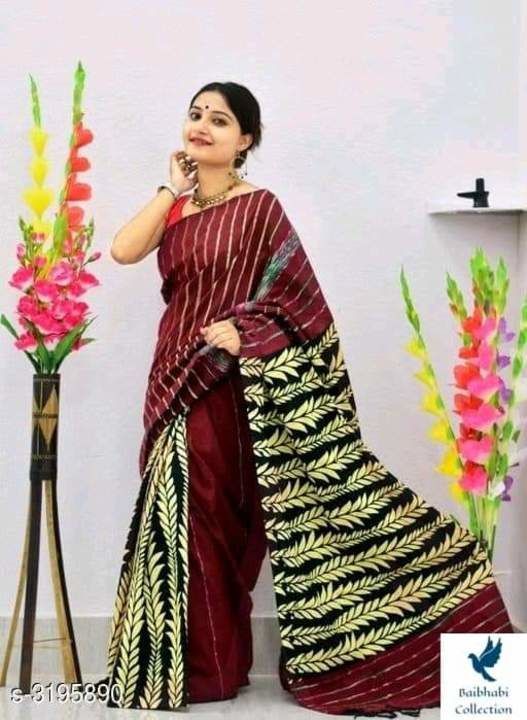 Post image Patli pallu concept upon pure khesh material with running blouse piece.

*Price : 850 free ship*

*A1 quality guaranted*

*Also with original video and customers happy feedback provided*