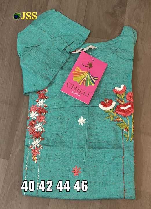 Post image JSS
Chilli Brand fancy work kurti
40 42 44 46
750 Free shipping
Available size mention on pic