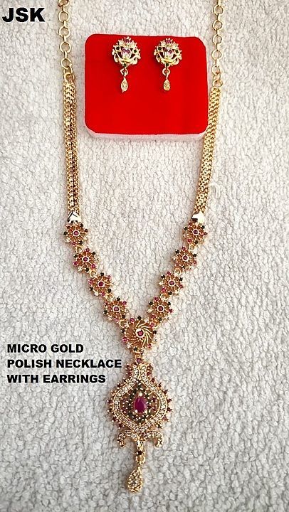 Micro Gold plated covering necklace with earrings uploaded by Jsk collections on 7/21/2020