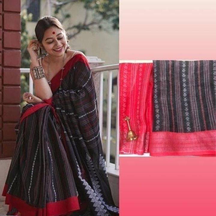 NEW trendy linen women sari with Unstich blouse uploaded by business on 4/2/2021