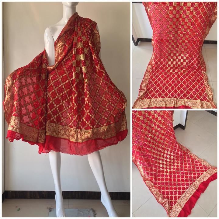 Post image Banarsi bandhej dupatta with Hand bandhej and zari work in silk fabric