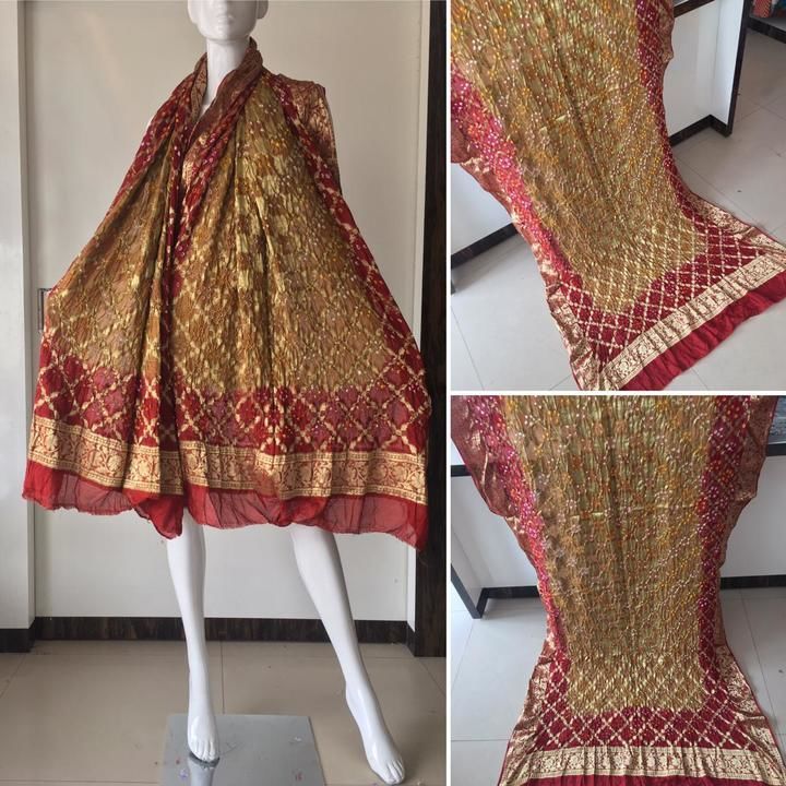 Post image Hand bandhej banarsi dupatta with zari work in silk fabric