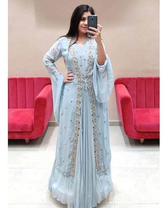 Georgette full gown koti work embroidery uploaded by R.C.Boutique on 4/2/2021