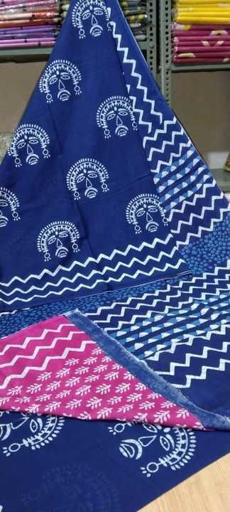 Hand block cotton saree with blouse uploaded by business on 4/2/2021