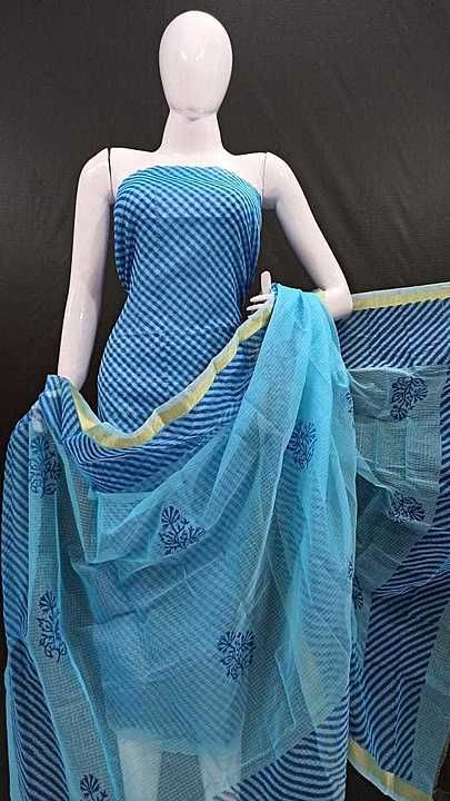 Kota doriya block printed suit  uploaded by Moin handloom kota doria saree  on 7/21/2020