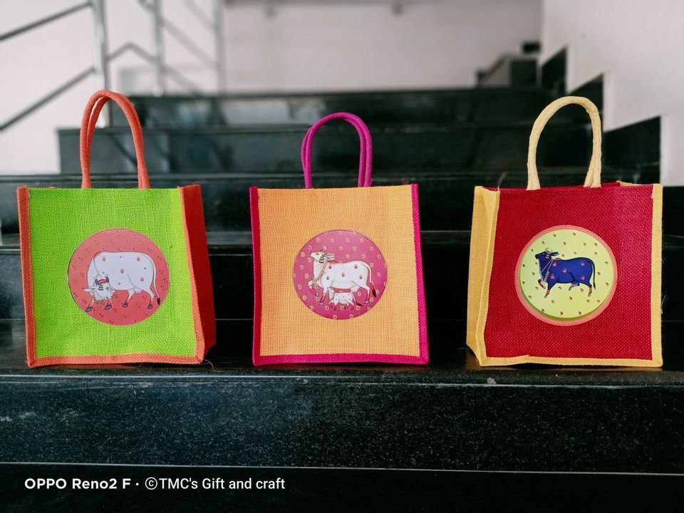 Jute bags with pichwai printed sheet stitched uploaded by TMC'S Gifts and Crafts on 4/3/2021