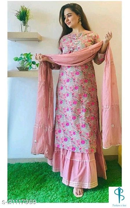 Floral kurta sharara with duppatta set uploaded by business on 4/3/2021