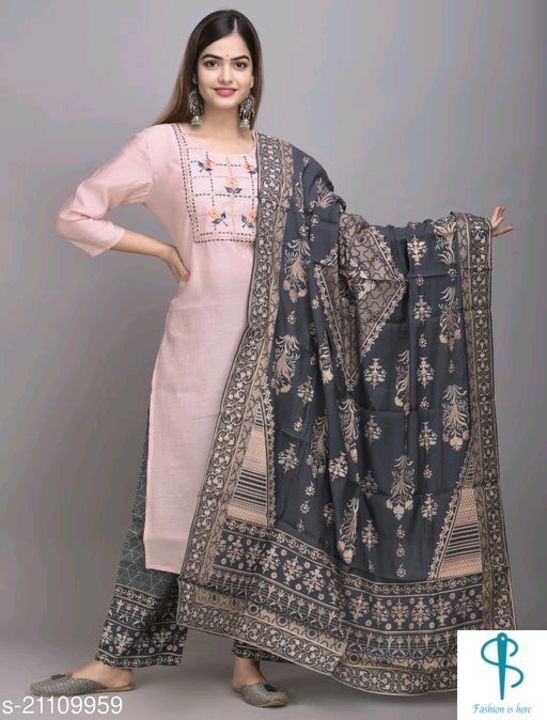 Embroidered kurta,pant and Dupatta set uploaded by business on 4/3/2021