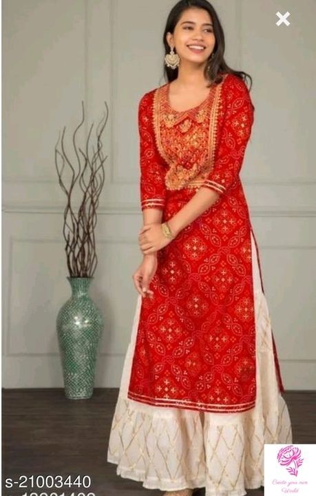 Straight red kurti with sharara uploaded by business on 4/3/2021