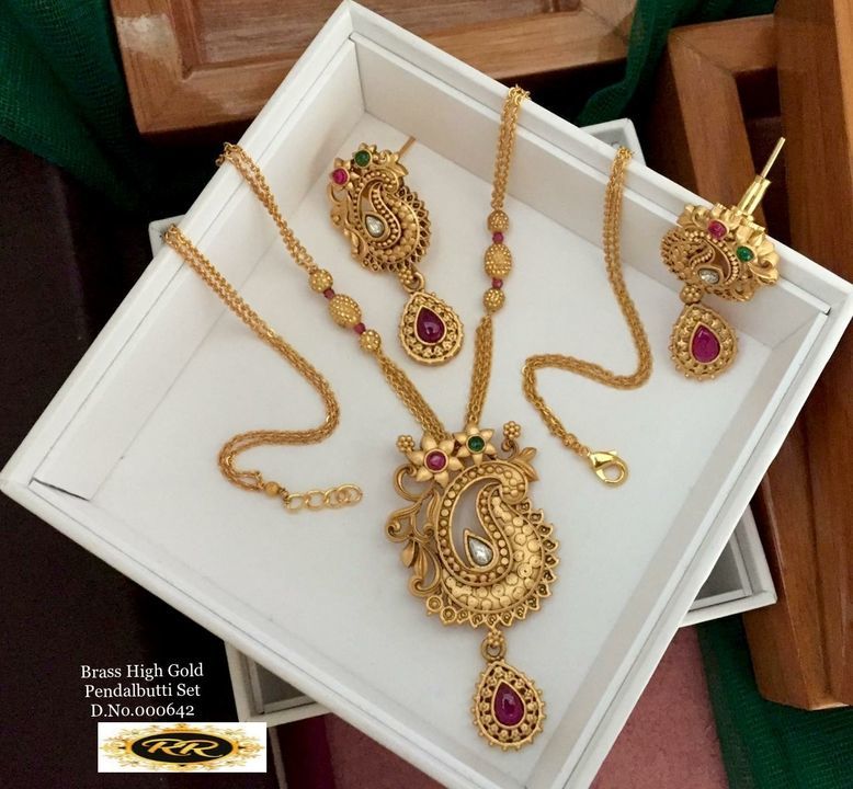 High Quality Gold Plated Pandent Set with Earrings  uploaded by Rakesh Textiles on 4/3/2021