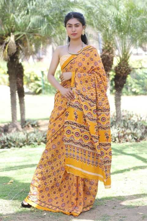 New modal silk sarees Ajrakh print Birla modal  cotton mix cloth with bp uploaded by business on 4/3/2021