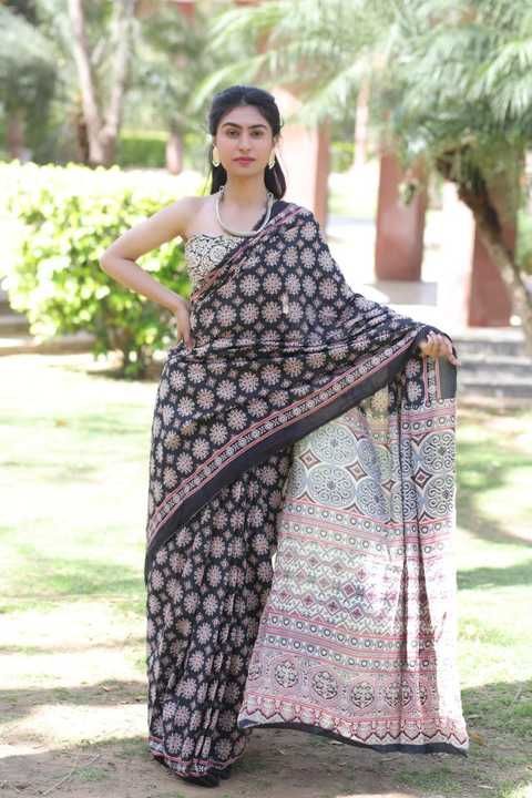 Product image with price: Rs. 1180, ID: new-modal-silk-sarees-ajrakh-print-birla-modal-cotton-mix-cloth-with-bp-b59d8b0b