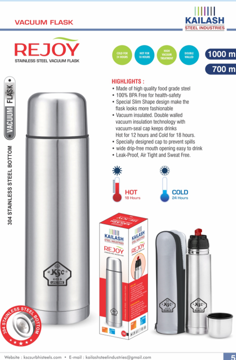 Rejoy 750ml hot and cold thermosteel bottle uploaded by Kailash steel industries on 4/3/2021