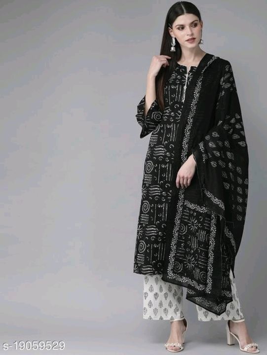 Black and white palazzo set with duppata
Kurta Fabric: Cotton
Bottom Wear Fabric: Cotton uploaded by business on 4/3/2021