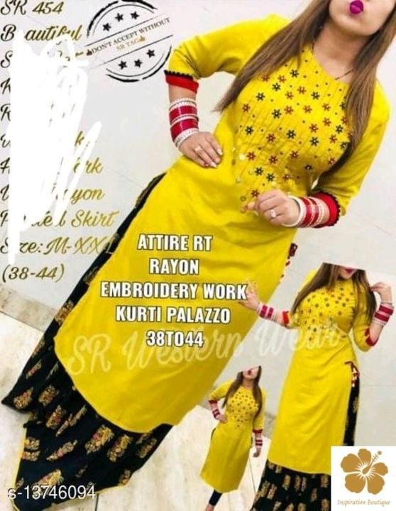 Embroidery Kurti Plazzo  uploaded by Inspiration Boutique  on 4/3/2021