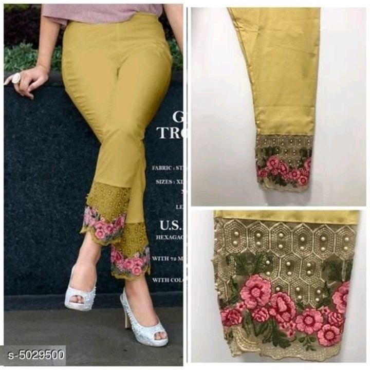 Post image Casual Women's Churidar Pants
Fabric: 100% Cotton  

Size: L - Up To 28 in To 34 in XL - Up To 34 in To 40 inXXL - Up to 38 in To 46 in 

Length: Up To 40 in

Type: Stitched

Description: It Has 1 Piece Of Women's Cigarette Pant
Price --450+ shiping😍
Pattern: Embroidery
Country of Origin: India