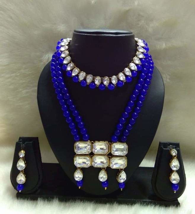 Tilak and rectangle combo set blue uploaded by RRARTJEWELLERY on 4/3/2021