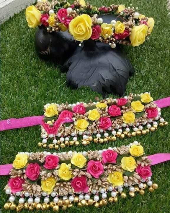 Flower floral tiara with payal uploaded by business on 4/3/2021