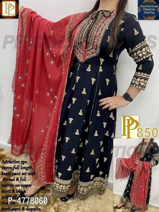 Kurti set kurti duppta and pant all size available uploaded by business on 4/4/2021