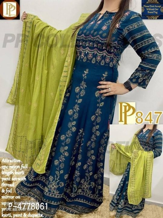Kurti set kurti duppta and pant all size available uploaded by business on 4/4/2021