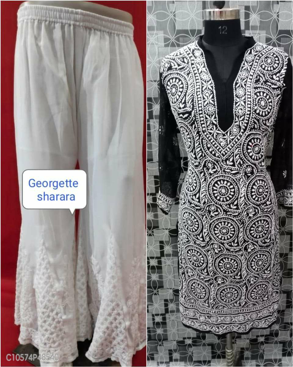 Post image *Beautiful Long Kurti With Sharara *

*Color* : Multiple

*Size* : L, XL, XXL, XXXL

*Material* : Georgette

*Length* : Kurti  44 inch &amp; Sharara 40 inch

*Set Contents* : 1 Kurti With Sharara

*Wash Care* : Normal Wash

*work* : Lucknow Chikankaari

*Shipping* : *Free Shipping*

*COD Available*: Yes