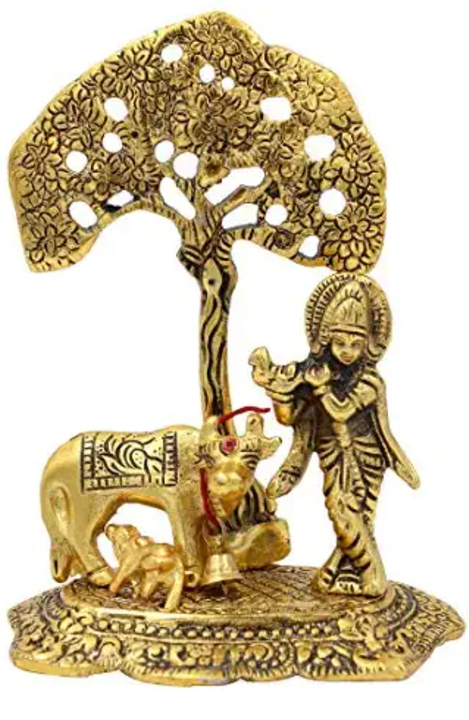 Krishna playing flute and Cow with Bargad tree uploaded by RR TRADING COMPANY on 4/4/2021