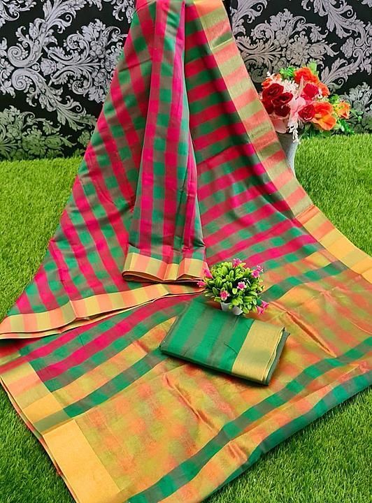 Soft Handloom Mulberry Cotton Saree With Zari Wooven Pallu n Zari Wooven Border With Running Blouse  uploaded by Bharti paridhaan  on 7/22/2020