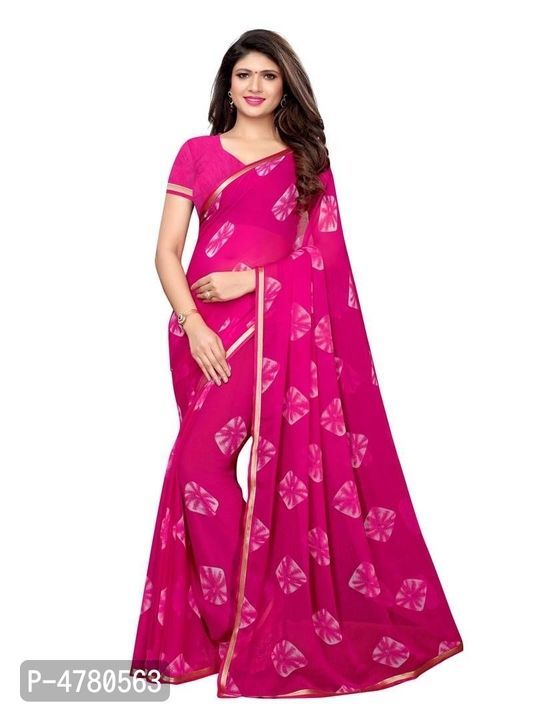 Women's Beautiful Pink Printed Saree With Blouse Piece uploaded by business on 4/4/2021