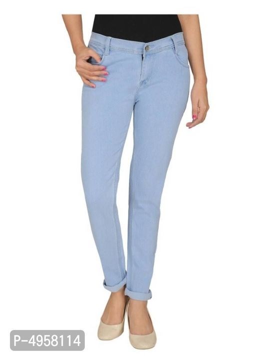 Plus Size Ice Blue Stretchable Denim Jeans For Women uploaded by business on 4/4/2021