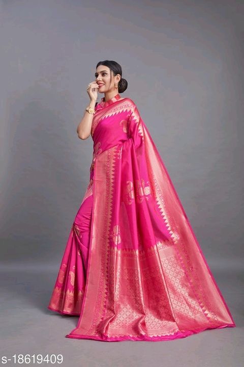 Post image Charvi Ensemble Sarees*
Saree Fabric: Banarasi Silk
Blouse: Running Blouse
Blouse Fabric: Banarasi Silk
Pattern: Embellished
Blouse Pattern: Same as Border
Sizes: 
Free Size (Saree Length Size: 5.5 m, Blouse Length Size: 0.8 m)