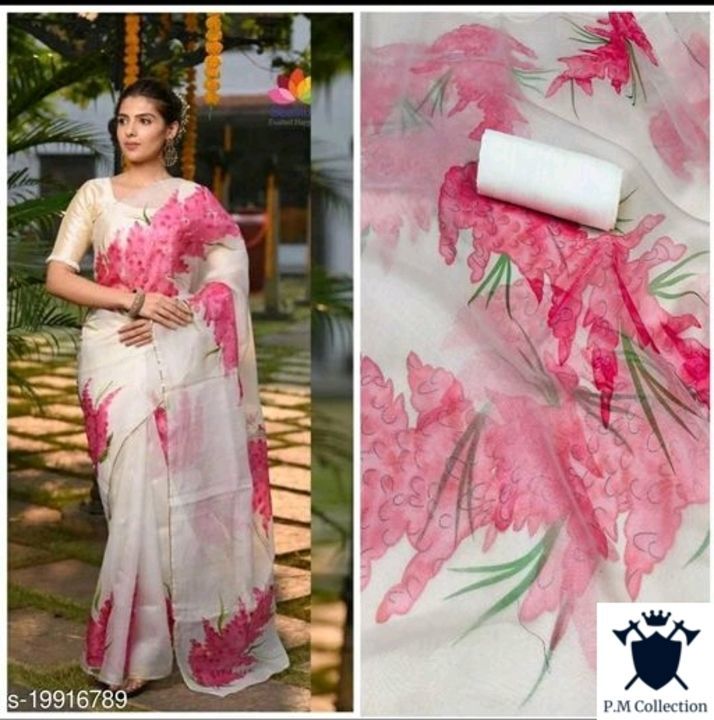 Organza Printed Sarees uploaded by business on 4/5/2021
