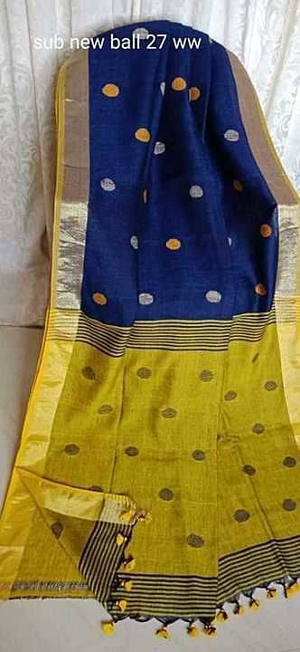 Handloom pure linen ball buttha Saree with blouse pcs  uploaded by business on 7/22/2020
