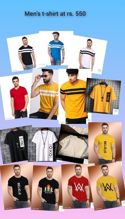Post image New Trendy Men Tshirts Vol 10

Fabric: Cotton Blend
Sleeve Length: Short Sleeves
Pattern: Variable (Check Product For Details) 
Multipack: 1
Sizes:
S (Chest Size: 38 in, Length Size: 26 in) 
XL (Chest Size: 44 in, Length Size: 28 in) 
L (Chest Size: 42 in, Length Size: 27 in) 
M (Chest Size: 40 in, Length Size: 26 in) 
XXL (Chest Size: 46 in, Length Size: 29 in)