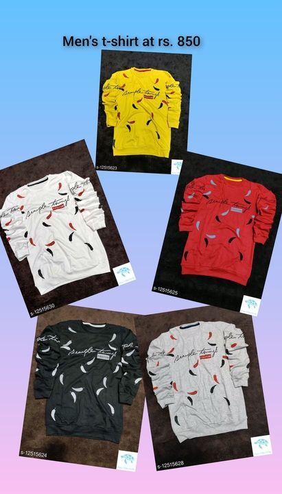 Post image New Trendy Men Tshirts at rs. 800

Fabric: Cotton Blend
Sleeve Length: Short Sleeves
Pattern: Variable (Check Product For Details) 
Multipack: 1
Sizes:
S (Chest Size: 38 in, Length Size: 26 in) 
XL (Chest Size: 44 in, Length Size: 28 in) 
L (Chest Size: 42 in, Length Size: 27 in) 
M (Chest Size: 40 in, Length Size: 26 in) 
XXL (Chest Size: 46 in, Length Size: 29 in)