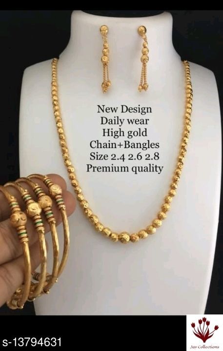 Post image Catalog Name:*Diva Chunky Bracelet &amp; Bangles*
Base Metal: Brass
Plating: Gold Plated
Stone Type: American Diamond
Sizing: Non-Adjustable
Sizes: 2.4, 2.6, 2.8
Dispatch: 2-3 Days
Easy Returns Available In Case Of Any Issue