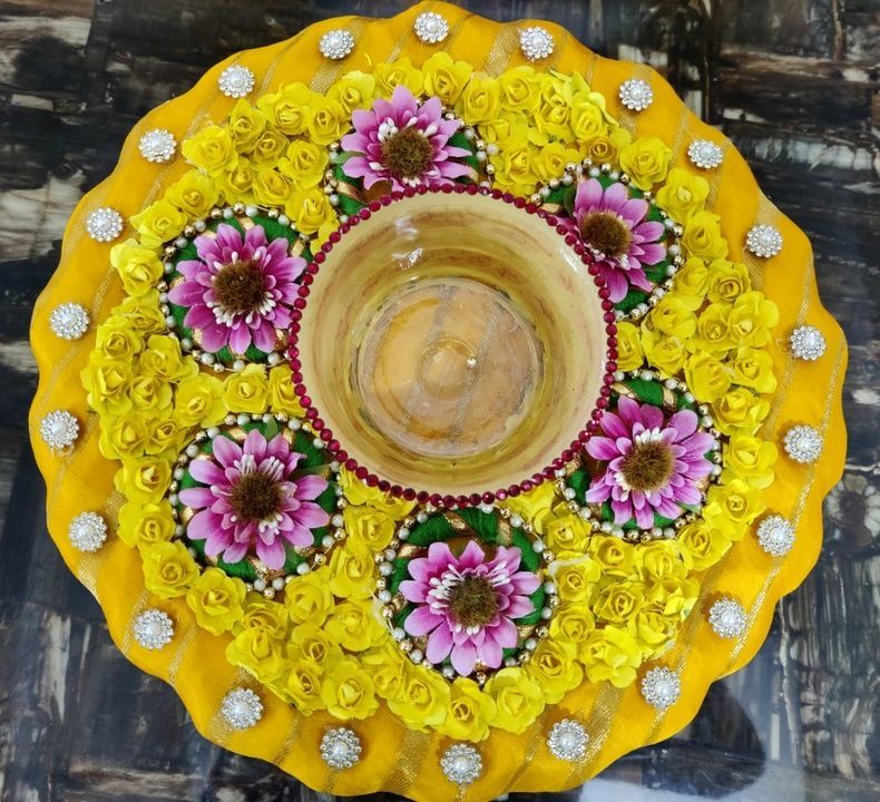 Post image Handmade customised platters , backdrops for ring, haldi or mehendi ceremony