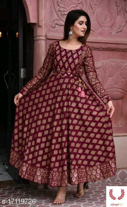 Women rayon anarkali gown uploaded by Lifestyle 💫 on 4/6/2021
