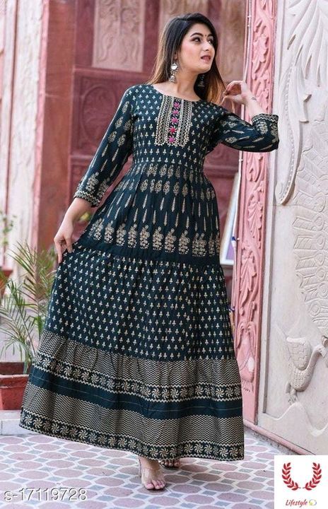 Women rayon anarkali gown uploaded by Lifestyle 💫 on 4/6/2021