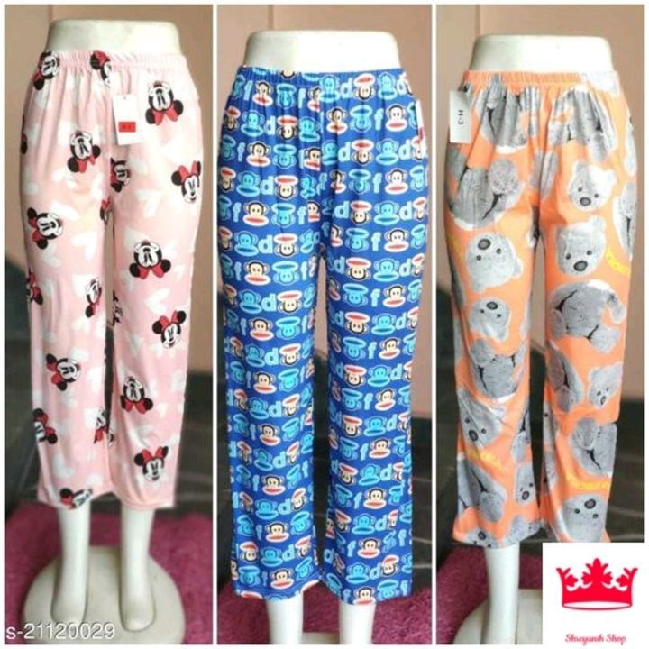 Post image Stylish Printed Women Fancy Pajamas
Fabric: Cotton
Pattern: Printed
Multipack: 3
Sizes: 
32 (Waist Size: 32 in, Length Size: 36 in, Hip Size: 34 in)
