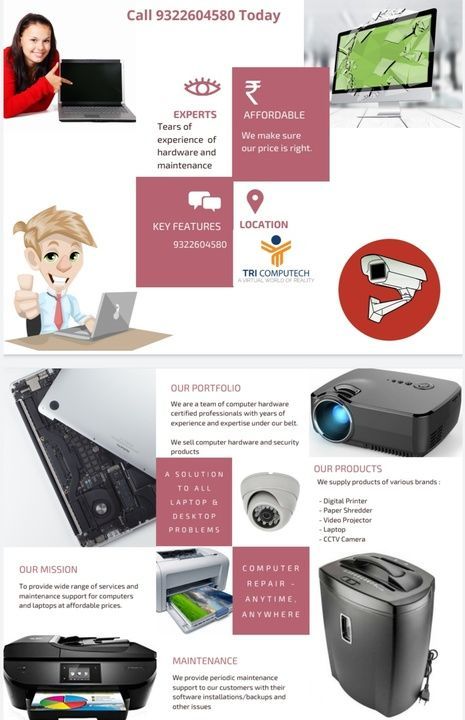 Laptop, printers, projectors, cctv camera and accesories..sale and services  uploaded by Tri Computech  on 4/6/2021