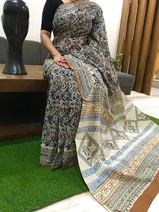 Post image Pure hand block printed saree with natural dyes n colour 🧡🧡