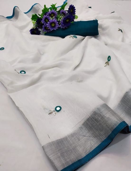 Linen cotton saree uploaded by business on 4/6/2021